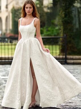 Azazie Jacquard Corset Gown